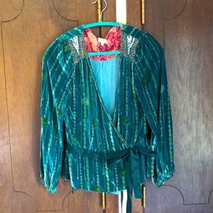 Stunning silk velvet wrap top.